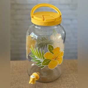 Vintage Sun Tea Jar, Ice Tea Jug, Glass Gallon Ice Tea Jar, Hibiscus